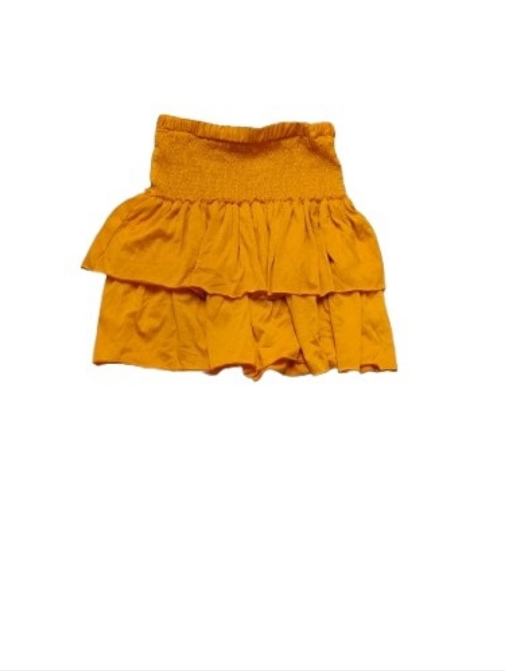 Saturday Sunday Anthropologie Marigold Yellow Smocked Tiered Mini Skirt Sz S
